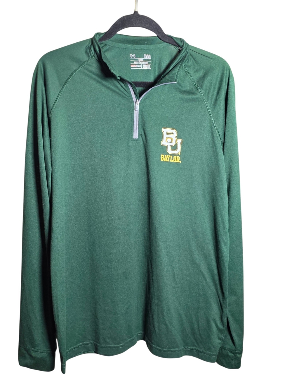 Under Armour Baylor Bears Heatgear Green Quarter Zip Pullover Large